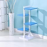 IAIZI 木製フロアスタンドアイロンインテリアデコレーションマルチファンクションブックシェルフ、4層 (色 : Blue white)