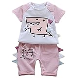 エフティーゾーン(Ftzone)2in1子供服ベビーの女の赤ちゃんの柔らかい綿半袖 Tシャツスカート+ショートパンツ セット(0-2歳) (6-12 ヶ月, ワニ,ピンク)