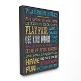 The Kids Room by Stupell Rainbow Chalkboard Playroom Rules Canvas Wall Art [並行輸入品]