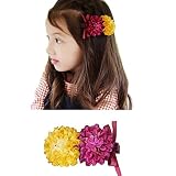 子供用 ヘアピン ピンポンマム 髪飾り 髪留め 菊 造花 キッズ こども kids 髪飾り 選べる2色 着物 和装 浴衣 七五三 卒業式 結婚式 披露宴 (Color 2)