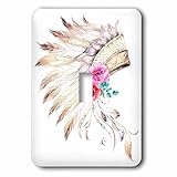 3dローズAnne Marie Baugh – Illustrations – Pretty Floral Tribal Headdress Illustration – 照明スイッチカバー – シン
