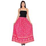 Cotton Gold Printed Straight long Skirt for women (size: length- 38 Inches) Waist- non stretch- 26 X