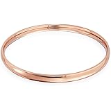 Personalized Domed Stackable 5MM Round Smooth Polished Bangle Bracelet Rose Gold Plated Stainless Steel For Women 8 Inch