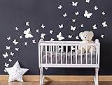 i-love-wallデカールwas-10192子供部屋壁デカールセットホワイトButterflies」40個Sticking Wallsticker壁ステッカーステッカー壁デコレーション