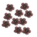 Perfk 10個全13色 結婚式 人工造花 花部分のみ パーティー 装飾用 帽子/服装/カバン アクセサリー シルクバラ 4cm - コーヒー