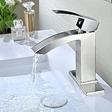 Purelux® Gibbon Contemporary Design One Handle Bathroom Sink Faucet with Deck Plate, cUPC NSF Lead F