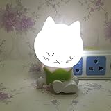 ShineMe ®かわいい睡眠猫LED夜ランプ0.2 Wライトセンサー誘導LEDライト創造性ホーム家庭用ナイトライト赤ちゃん幼児のための寝室リビングroom-white &グリーン S D160315