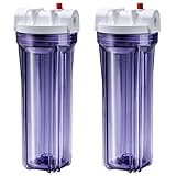 iSpring HC14X2 10インチ 透明ウォーターフィルターハウジング 1/2インチ インレット/アウトレット RO/Aquarium 2パック