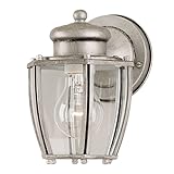 Westinghouse 6468800 One-Light Exterior Wall Lantern, Antique Silver Finish on Steel with Clear Curv