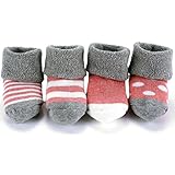 【R.shop】 秋 冬 かわいい 保温 厚手 ベビー ソックス 5足 セット （ ピンク ・ ブルー ） 靴下 キッズ 赤ちゃん 新生児 お祝い 出産 祝い プレゼント 男の子 女の子 足袋 (M/