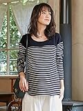 Angeliebe エンジェリーベ マタニティ 授乳口付き あったか ふんわり 裏毛 裏シャギー ボンディング 先染め ボーダー トップス 妊婦服 産前 産後 長袖 L ネイビー 22096 2209