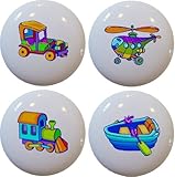 4のセット平面Train車ボートセラミックキャビネット引き出しプルノブ