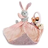 MogoMogo赤ちゃん用涎掛け　手作りなぐさめるタオル　ふんわりコットン生地　マカロン色ウサギ　0～3歳以上幼児用ピンク