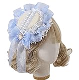ゴスロリ ロリータ レース 髪飾り ローズ ヘアアクセサリー ヘッドドレス ハロウィン 仮装 (水色)
