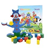 Felice木製スキル建物バランシングゲームforキッズFun Teaching Toy Funny Clownバランシングブロックプレイセット マルチカラー jm-02804-01FE