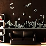 (エレクモーティブ) ElecMotive ゴールデンゲートブリッジ 暗闇で光る ダウンタウン 都市景観 スカイライン 都市 星 月 飛行機 橋 建物 光る 蛍光灯 ナイトライト 取り外し可能な壁ステ