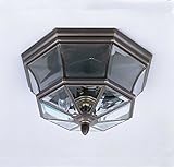 Quoizel NY1794Z Newbury 3-Light Outdoor Flush Mount, Medici Bronze [並行輸入品]