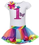 Bubblegum Divas Baby Girls 1st Birthdayバタフライシャツレインボーチュチュ