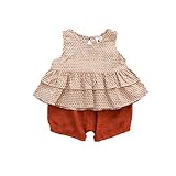 花柄 ティアードブラウス ノースリーブTシャツ ニッカーボッカー ショートパンツ ハーフパンツ 女の子 子供服 日常 上下セット レッド95cm