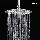 8 Inch 6 inch シャワーヘッド ラウンドレインハイフローラグジュアリーステンレススチールヘッド超薄型ウォーターセービングシャワーヘッド滝のボディーカバーシリコンノズルと強力なスプレーで最高