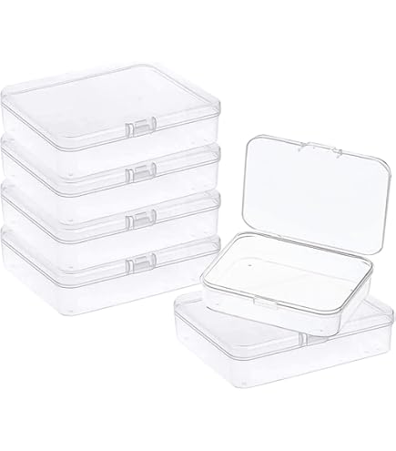LJY 28 Pieces Rectangular Empty Mini Clear Plastic Organizer Storage Box Containers With Hinged Lids (3.3 X 2.2 X 1 Inch, Blue - View #8