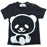 《初夏盛夏対応》 GARACH(ギャラッチ) カラーチップ天竺PANDA半袖Tシャツ 90cm /Bk NO.AH-1621302