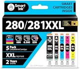 スマートインク互換インクカートリッジ。Canon 281 280 PGI-280XXL CLI-281XXL (5コンボパック)。Canonプリンター Pixma TR8520 TS9120 TS6120 TR8620 TR8620a TS6320 TR7520 PGBK/BK/C/M/Y用。