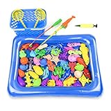 Pretty See　子供の磁気釣りのおもちゃ教育の子供のバスおもちゃのおもちゃのおもしろい魚のプレイ2歳の子供のために適して2磁気ロッドで設定され、52のセット