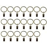 (20, Antique Brass) - Saim Decorative Drapery Curtain Rings with Clips 2.8cm Outside Dia. Pack of 20