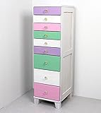 パステル4色整理棚 9段引き出しチェスト ST-04WS