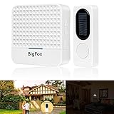 ワイヤレスチャイム　BigFox　ソーラー送信機+夜間自動点灯受信機 離れた場所にチャイムとライトでお知らせ 配線不要 ワイヤレスドアベル 呼び鈴 呼び出し 介護 玄関 店舗家庭用 業務用 コードレス