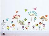 Dancing Butterfly with Cute Flower Blossom Wall Sticker Removable Wall Decor for Nursery by Magic Pi