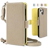 iGerico 適用 iPhone 12 ケース 手帳型 ショルダー iphone12pro 肩掛け 12 スマホケース あいふぉん 12プロ 女性 斜め掛け おしゃれ 首かけ 財布型 クロスボディショルダーストラップ アイフォン12 pro(iPhone 12 / iPhone12pro(iPhone 12 / iPhone12pro (6.1"),グレー&イェロー)