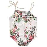 CANIS　女の子　ロンパース　花柄　ガーター　夏　ホワイト　３－１８ヶ月　ノースリーブ　パンツ　リボン　可愛い (80)