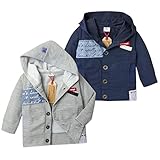 ベビー服 男の子 アウター ジャケット ワッペン装飾 ニットガルゼ素材 男児 (1.グレー/95cm)