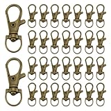 HappyHome ナスカン キーホルダー金具 50個セット 全長36mm 内径10mm 回転フック アクセサリ金具 亜鉛合金製 (アンティークゴールド)