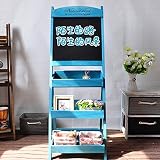 フラワースタンドコーヒーショップの装飾棚ビンテージ手作りの木の黒板の花棚 (Color : Blue)