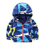 POTOJP 秋冬 オシャレ カッコイイ 子供服/子供用コート プリントジャケット 女の子 男の子 コート キッズ 長袖 ショートコート ジャケット アウター長袖コート子供向き (120, 三角形＆ブ