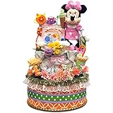 出産祝い ディズニーミニーマウス おむつケーキ 大人気 ミニー 3段 オムツケーキ 喜ばれるベビー用品が沢山 女の子 パンパース M
