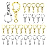 キーホルダー金具 【50個入 】ワンタッチキーホルダー 回転カン付き ハンドメイド キーリング アクセサリー DIY 手芸用品 ゴールド&シルバー