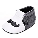 Lidiano Infant Baby Toddler PU Leather Moustache Print Soft Sole Tassels Moccasins Crib Shoe (12-18 