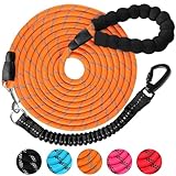 DANOFY 犬 リード ロングリード 犬用リード 30m - 長い丸ロープ 小型犬 中型犬 大型犬 反射 軽量 丈夫 持ちやすい スポンジハンドル 伸縮リード付き 犬用散歩ひも 訓練用リード 負担減軽 衝撃吸収 オレンジ