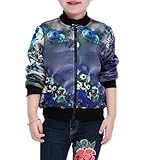 (ウォ２U)Woo2u キッズ ガールズ 女の子 春夏 可愛い 花 長袖 カジュアル スポーツ 三五七 入学式 ランニング コート 防寒着 上着 通勤 通学 ジャケット 子供服 ブルー 140