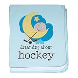 CafePress – Dreaming about Hockey Baby Blanket – スーパーソフトベビー毛布、新生児おくるみ 標準 ブルー 057399253625CD2