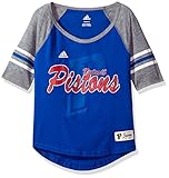 NBA Girls 7 – 16 Detroit Pistons hi-loラグランTシャツ、S（7 – 8）、ブルー