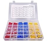 GekBot 480PCS 12-Size Assorted Insulated Electrical Wire Terminals Crimp Connectors Fork Ring Butt S