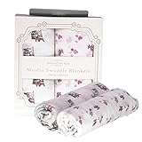 Manhattan Kids おくるみ モスリンコットン製 スワドル 2枚セット ダブルガーゼ 出産祝い 赤ちゃん バスタオル ベビー ブランケット 新生児 ガーゼタオル 綿100% 毛布 箱入り 1