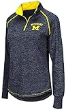 Ladies Michigan WolverinesヘザーブルービクラムQuarter Zip合成シャツ L ブルー