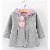 COCO1YA(ココイチヤ) クリスマス コート ジャンパー 衣装 ベビー 女の子 可愛い 幼児服 出産お祝い おしゃれ うさぎ 仮装 お勧め70 80 90 100 レッド ピンク グレー (グレー
