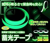 高輝度 蓄光テープ 幅 2.5cm 長さ 10ｍ 緊急時 驚愕の明るさ 災害 発光 電灯スイッチ 階段 鍵穴の目印 TASTE-CHIKUKO25D